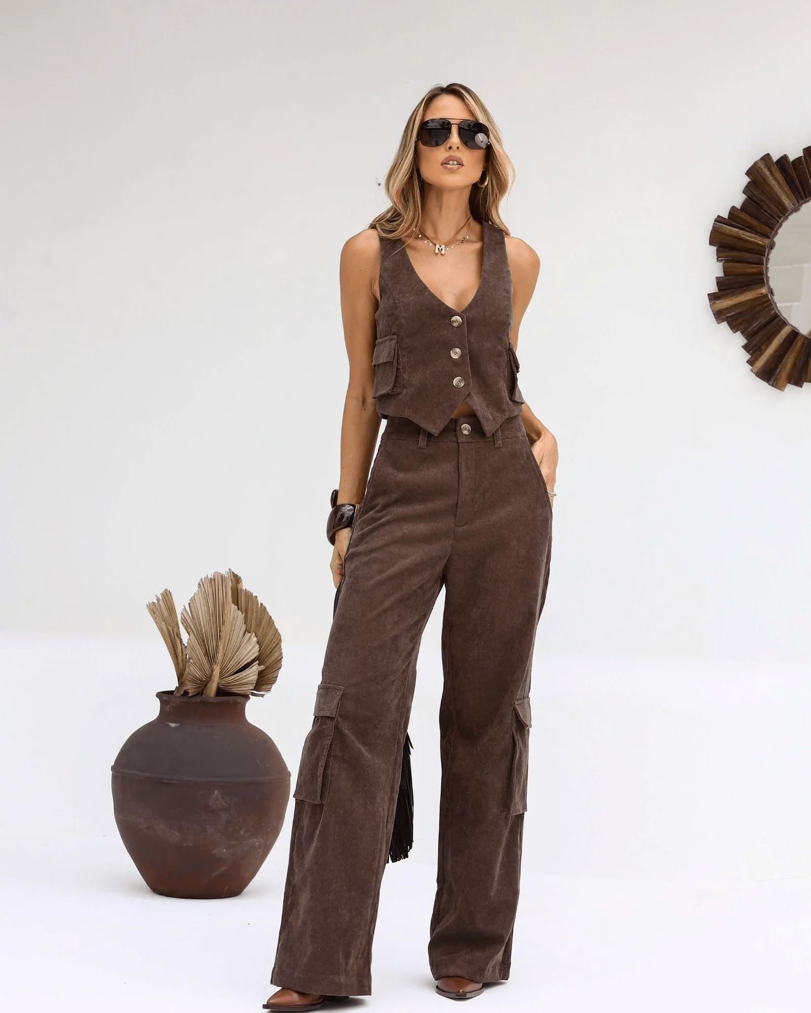 Calça Wide Veludo Cotelê