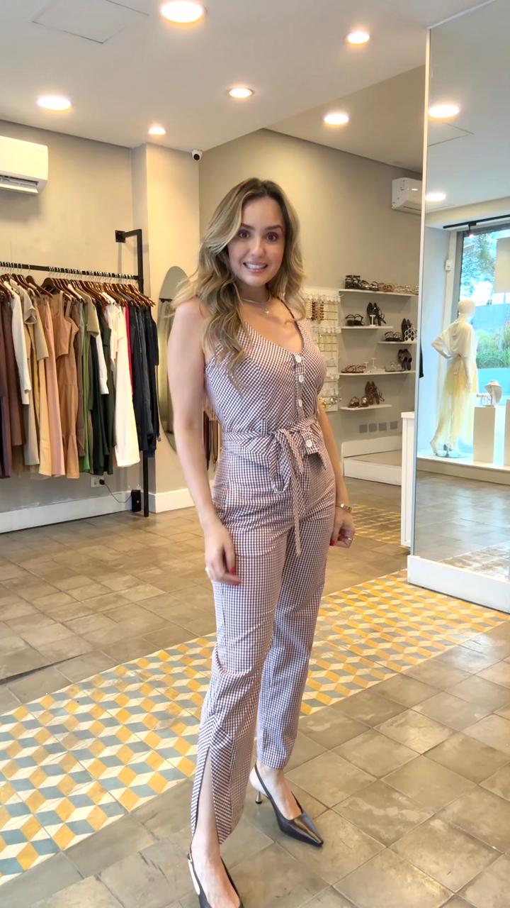 Calça Vichy com Fenda