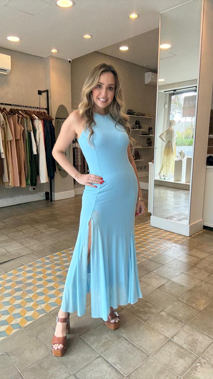 Vestido Tule com Fenda 