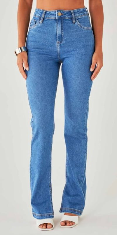 Calça Jeans Slim Fenda 