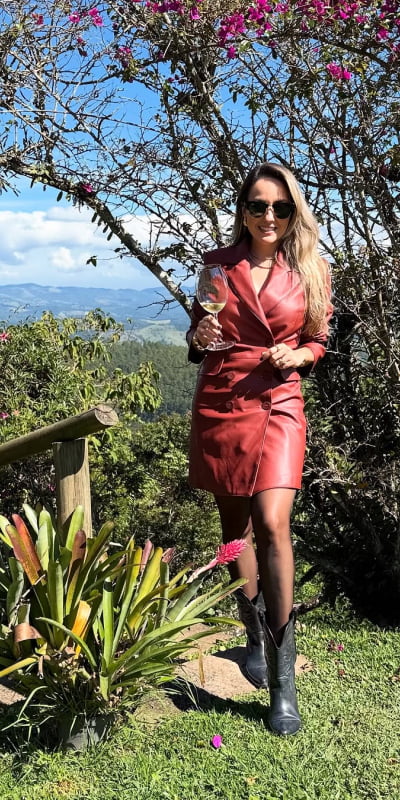 Vestido Blazer Efeito Leather