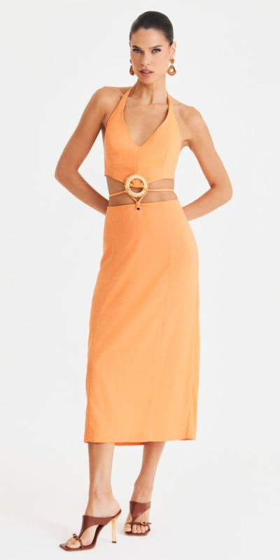 Vestido Longuete Fivela