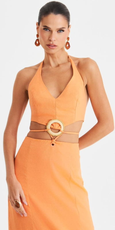 Vestido Longuete Fivela