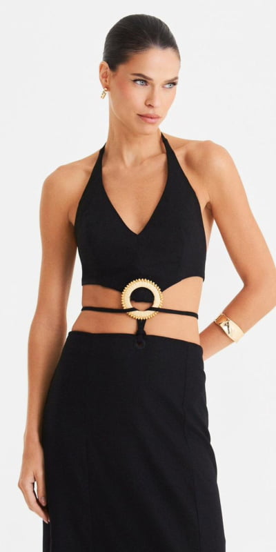 Vestido Longuete Fivela