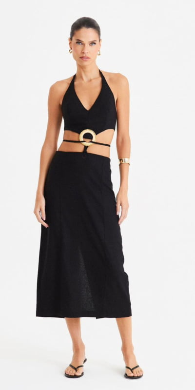 Vestido Longuete Fivela Vestido Longuete Fivela