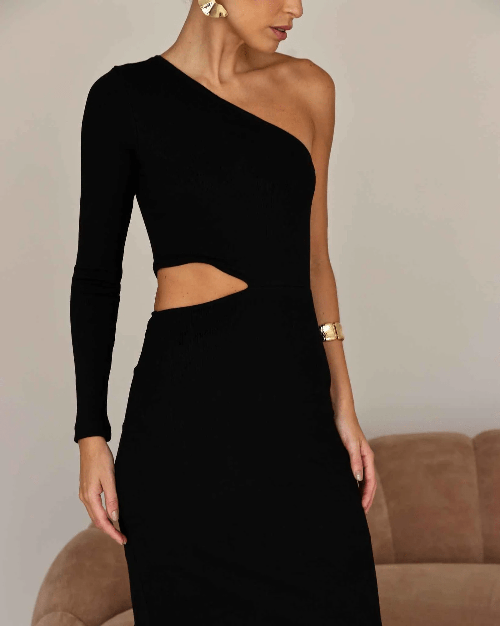 Vestido Malha Assimetrico