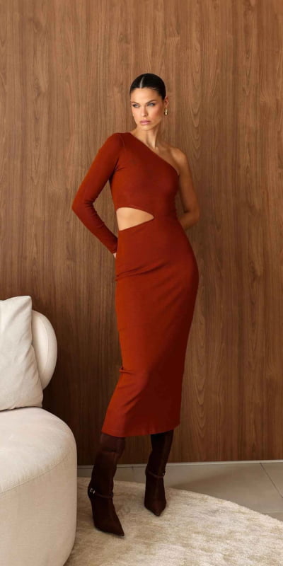Vestido Malha Assimetrico