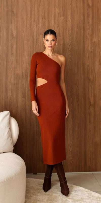 Vestido Malha Assimetrico