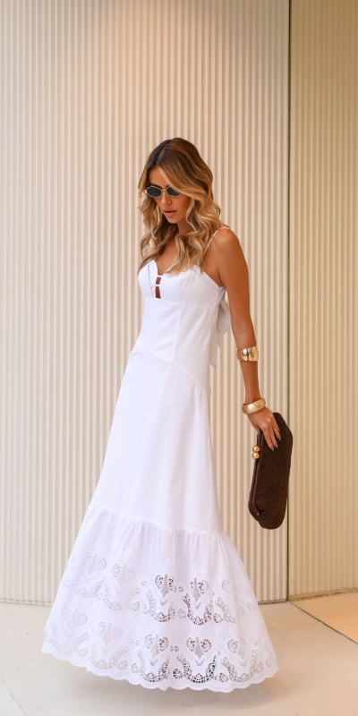 Vestido Midi Decote Duplo