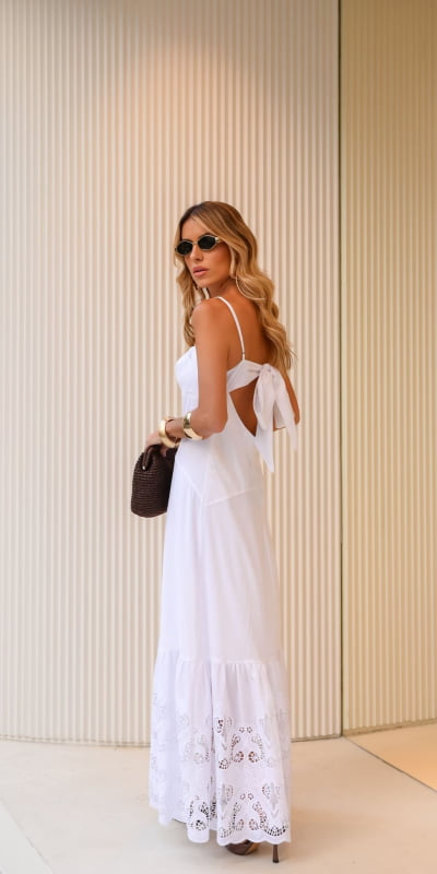 Vestido Midi Decote Duplo