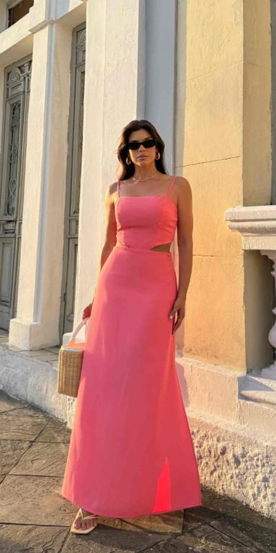 Vestido Midi Abertura nas Laterais 